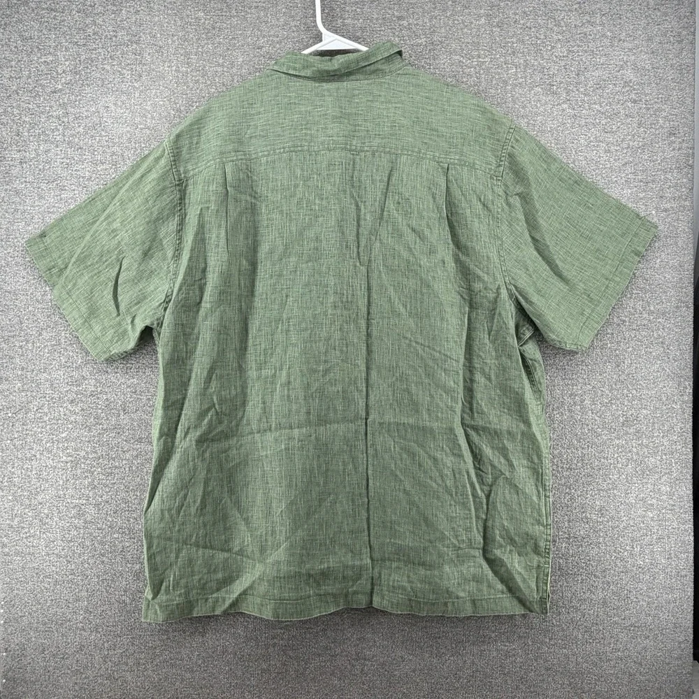 Tommy Bahama Short Sleeve Shirt Men Size XL Green 100% Linen Button Up Casual